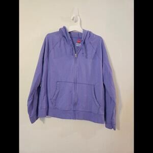 Hanes Purple Full Zip Hooded Long Sleeve Sweatshirt Woman's XL